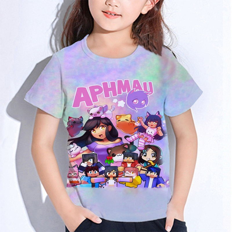 Summer Clothing Newborn - Aphmau Meows 고양이 티셔츠, 만화 아기