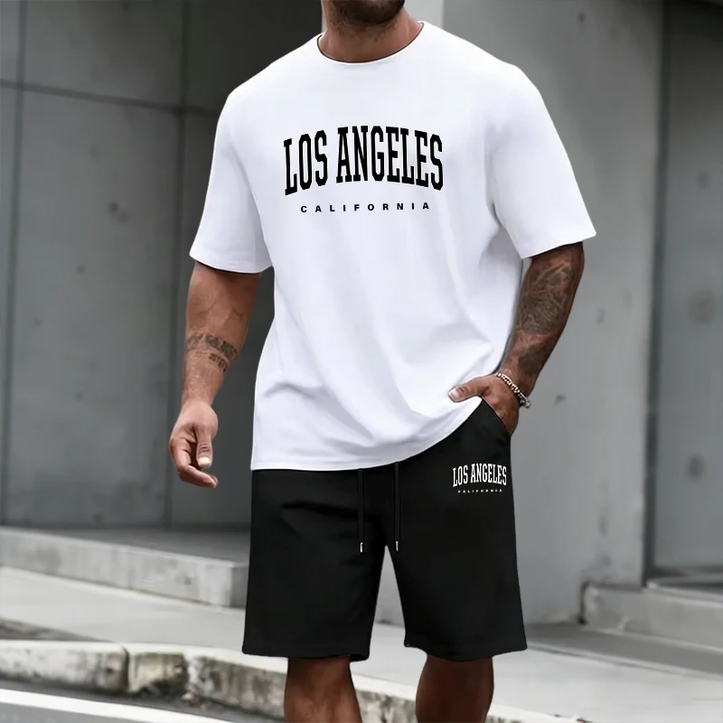 Summer Clothing Men Fashion - 남성 트레이닝복 반팔 상의와 무릎 길이
