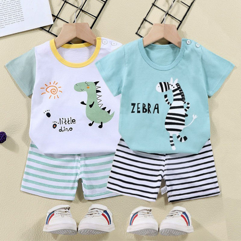 Summer Clothing Newborn - 코튼 티셔츠 + 반바지 2 피스
