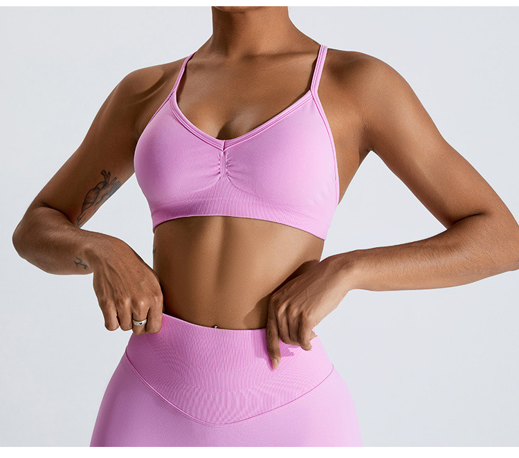 Summer Yoga Clothing - 여름 섹시 스크런치 스포츠 브라 짐