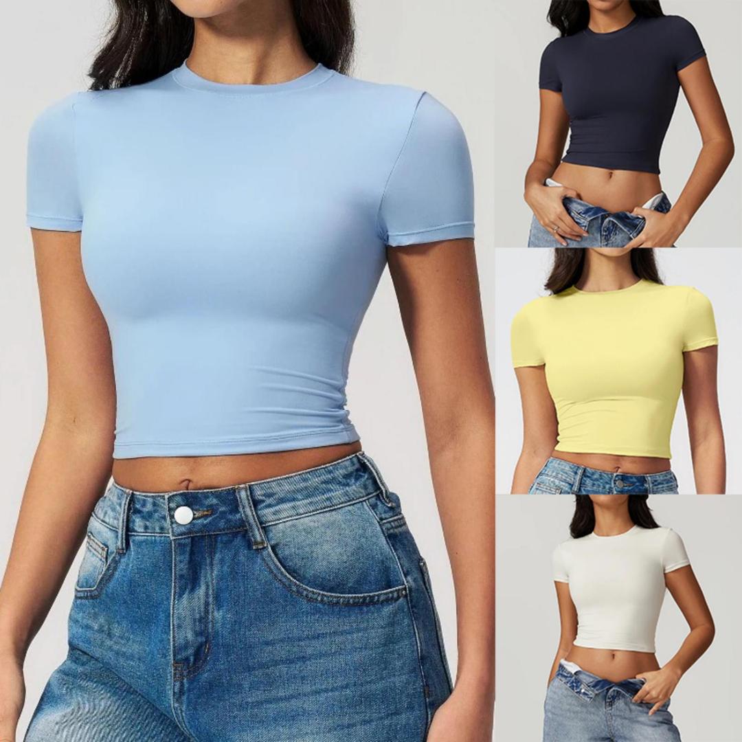 Summer Yoga Clothing - 여성용 타이트 핏 스포츠 티셔츠 빠른