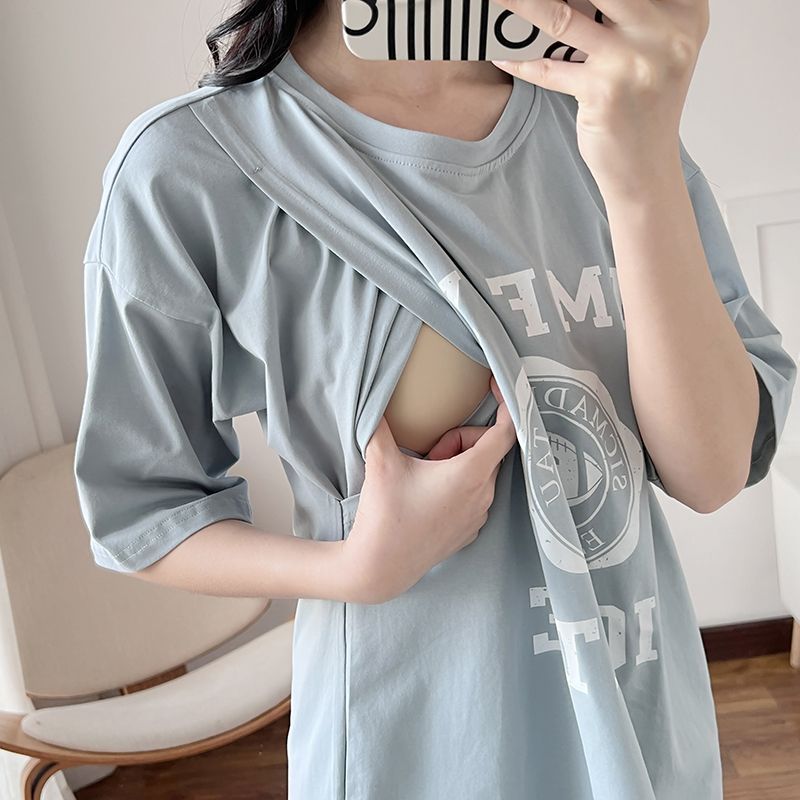 간호복 임산부 수유 긴 티셔츠 잠옷 여성 여름 출산 느 - Summer Clothing For Women 리뷰 및 가격