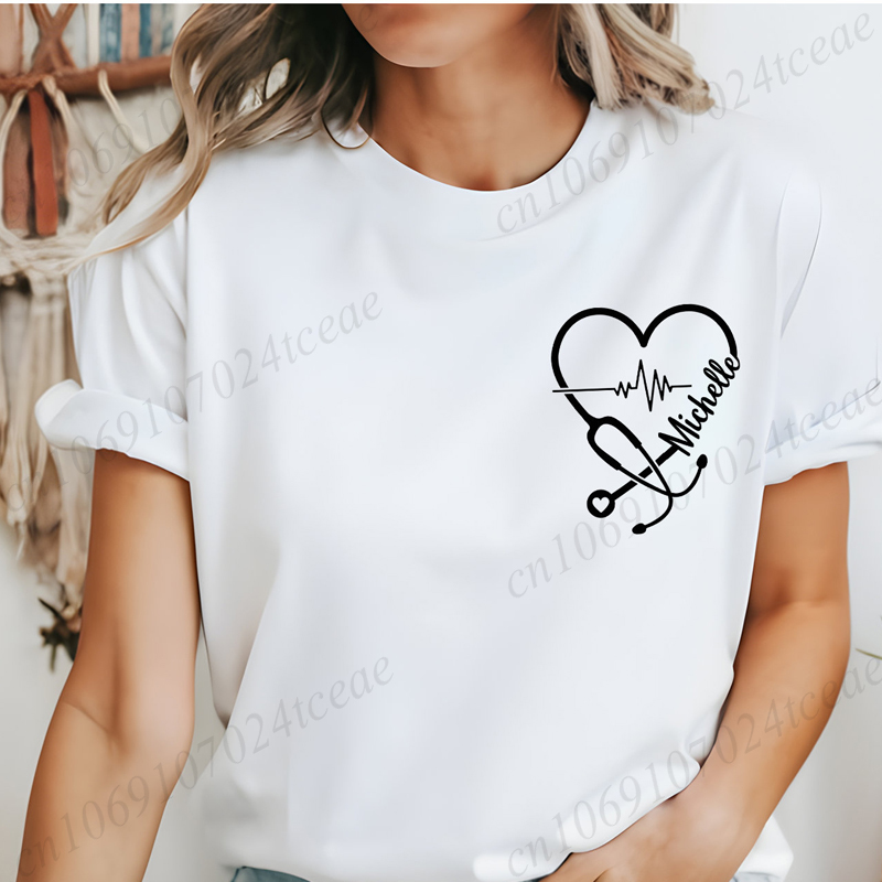 맞춤형 간호사 개인화 셔츠, 여성 남성 의류용 새로운  - Summer Clothing Name 리뷰 및 가격