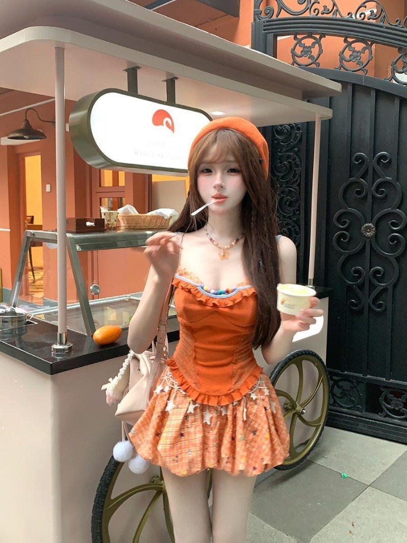 여름 신상 오렌지 도파민 스위트 스파이시 걸 레이스 캐 - Summer Clothing Bundle 리뷰 및 가격