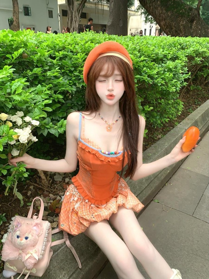 여름 신상 오렌지 도파민 스위트 스파이시 걸 레이스 캐 - Summer Clothing Bundle 리뷰 및 가격