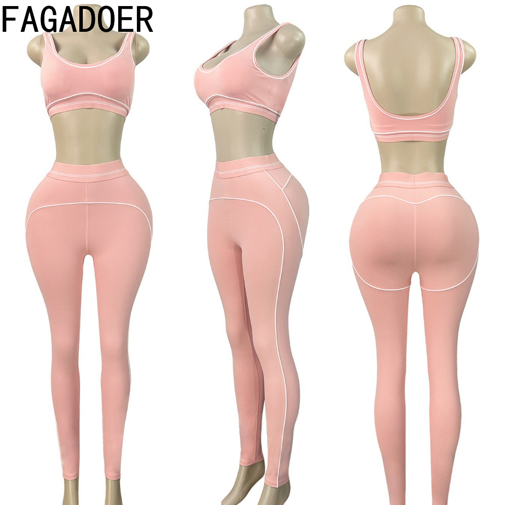 FAGADOER 패션 패치 워크 품질 스포티 세트 여성 - Summer Yoga Clothing 리뷰 및 가격