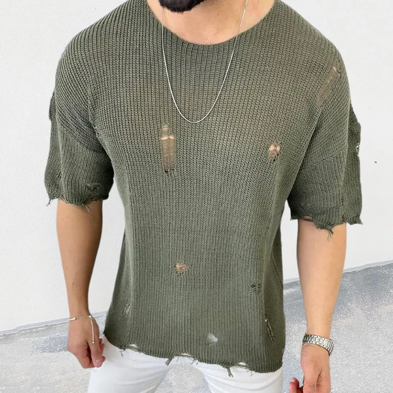 2025 여름 신사복 솔리드 컬러 스웨터 라운드 넥 반 - Summer Clothing Men 2025 리뷰 및 가격