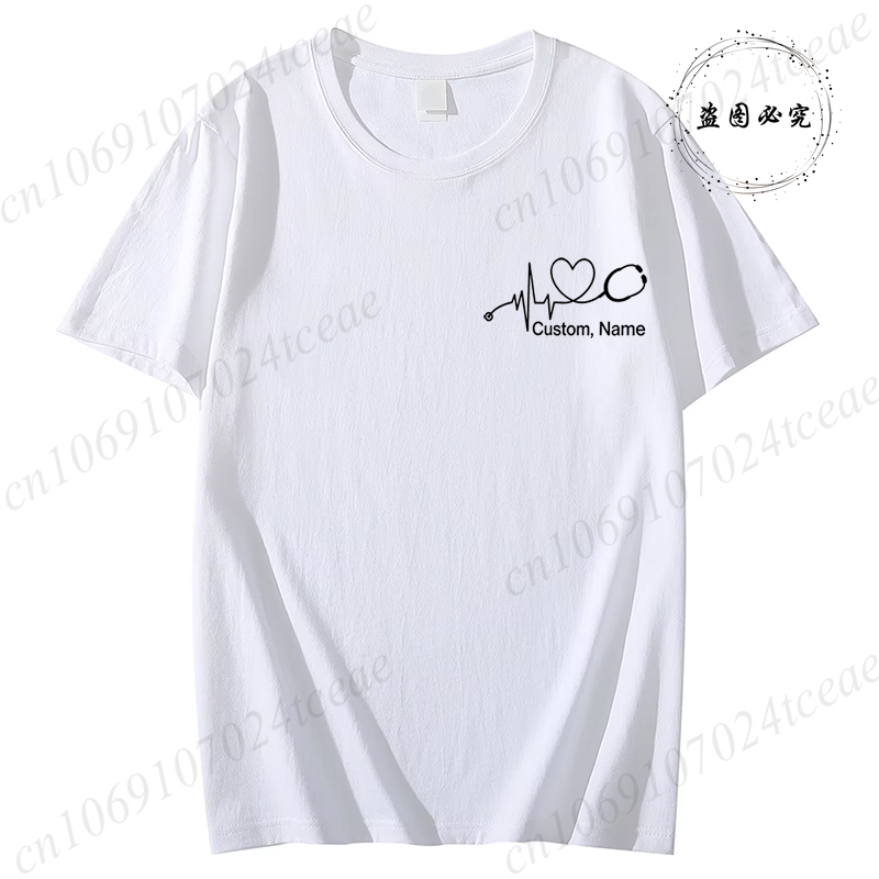 사용자 정의 이름 간호사 셔츠 청진기 심장 박동 RN  - Summer Clothing Name 리뷰 및 가격