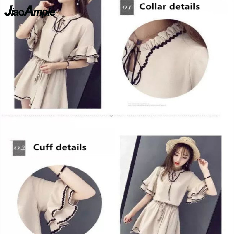 세트 여성용 빈티지 반바지, 연꽃 잎 소매, 쉬폰 블라 - Summer Clothing Bundle 리뷰 및 가격