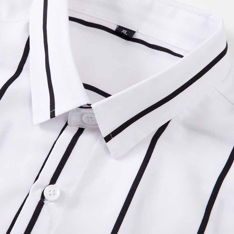 남성 스트라이프 드레스 셔츠 긴팔 슬림핏 포멀 비즈니스 - Summer Clothing Men Fashion 리뷰 및 가격