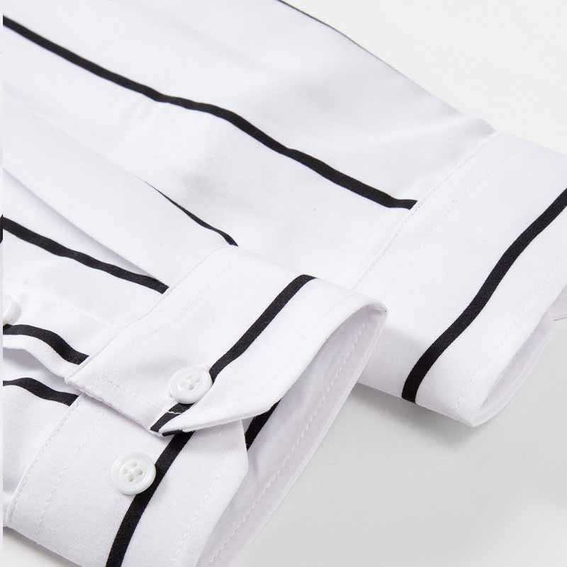 남성 스트라이프 드레스 셔츠 긴팔 슬림핏 포멀 비즈니스 - Summer Clothing Men Fashion 리뷰 및 가격