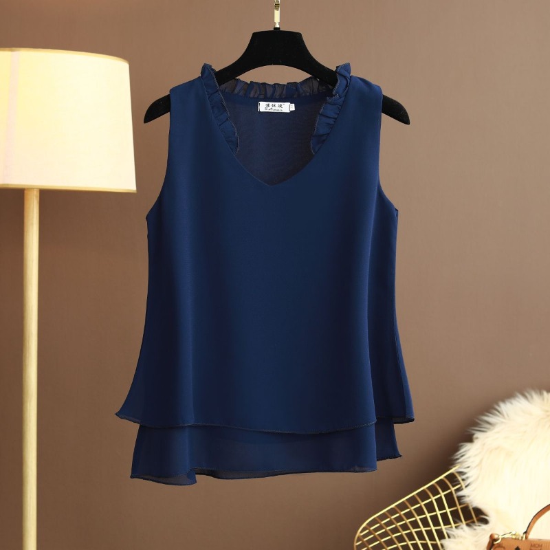 플러스 사이즈 홀터 쉬폰 탑 민소매 러플 V넥 루즈핏  - Halter Neck Top 리뷰 및 가격
