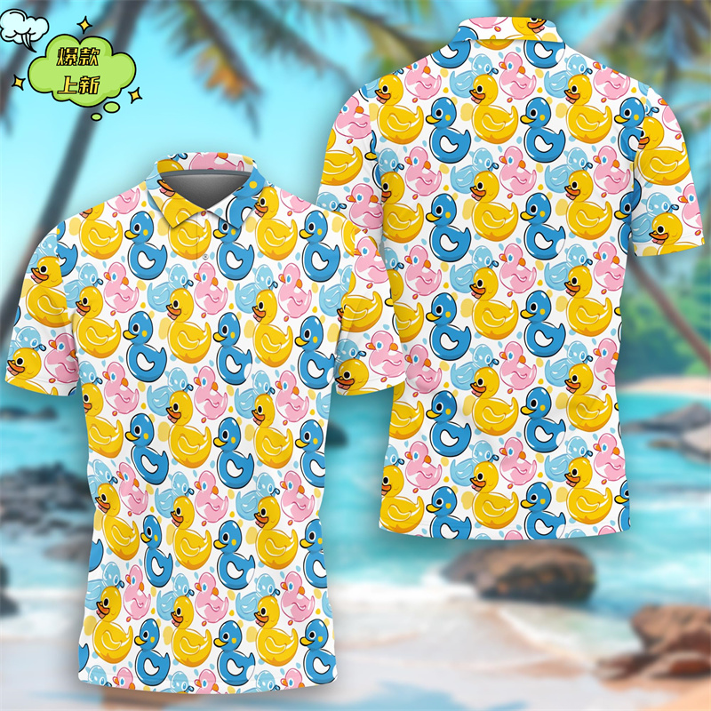 귀여운 노란색 오리 3D 인쇄 폴로 셔츠 재미 있은 고 - Summer Duck Clothing 리뷰 및 가격