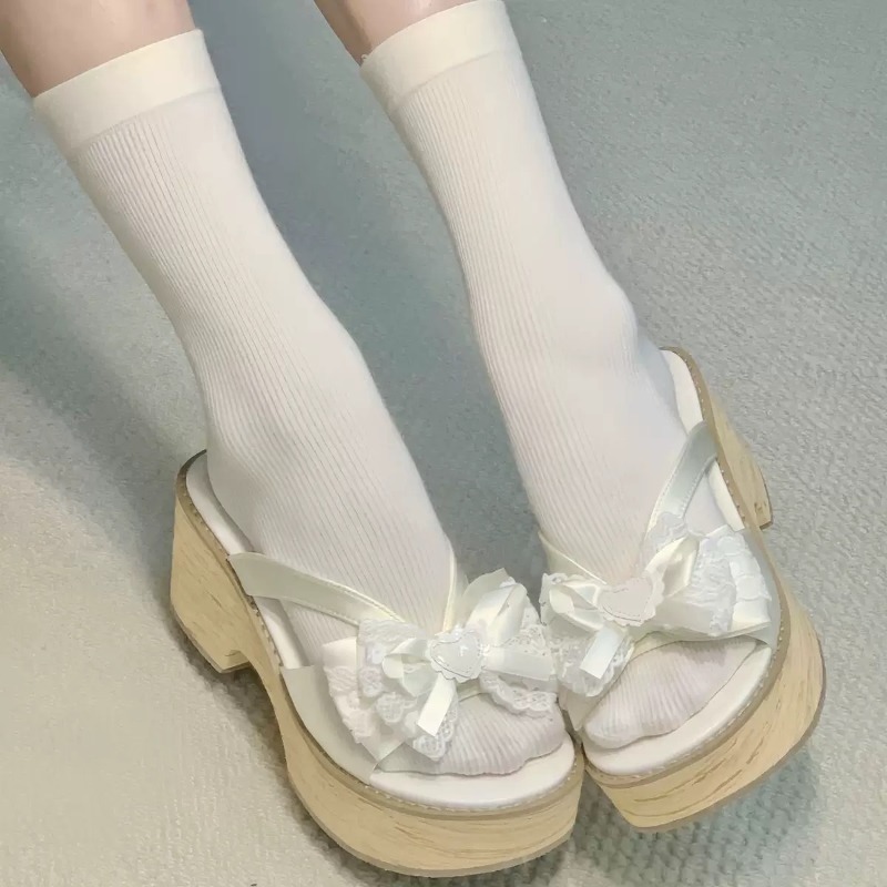 스윗 보우 우드 그레인 두꺼운 바닥 플랫폼 슬리퍼 여성 - Summer Clothing Accessories 리뷰 및 가격