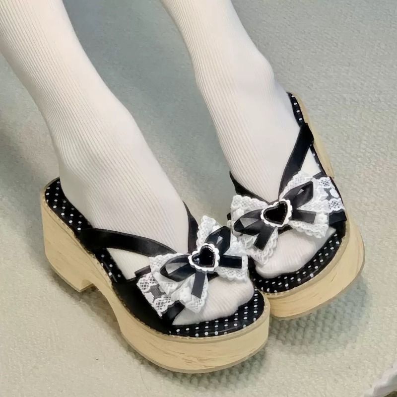 스윗 보우 우드 그레인 두꺼운 바닥 플랫폼 슬리퍼 여성 - Summer Clothing Accessories 리뷰 및 가격