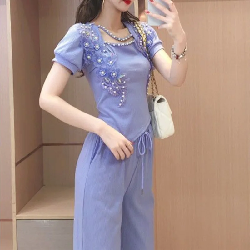 와이드 레그 여성 바지 퍼플 여성 팬츠 투피스 세트 한 - Summer Clothing Trends 2025 Women'S 리뷰 및 가격