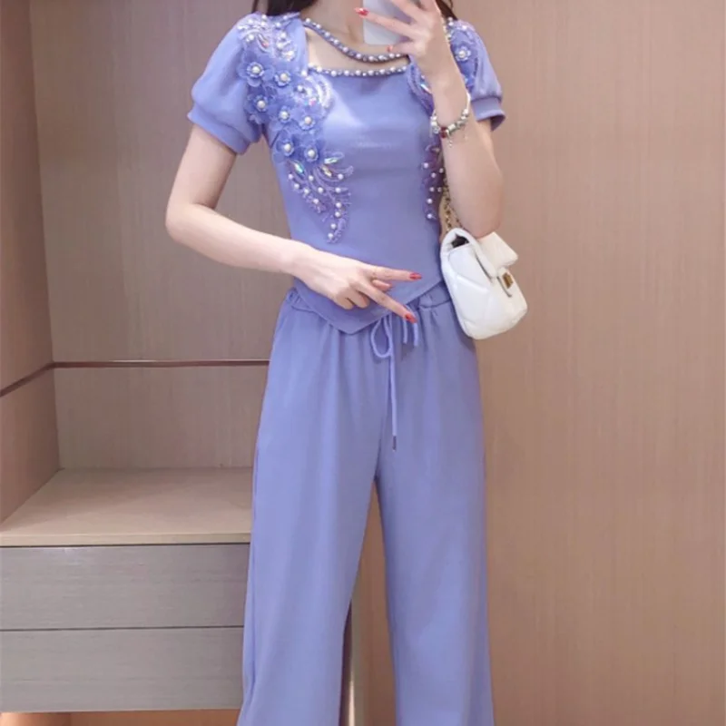와이드 레그 여성 바지 퍼플 여성 팬츠 투피스 세트 한 - Summer Clothing Trends 2025 Women'S 리뷰 및 가격