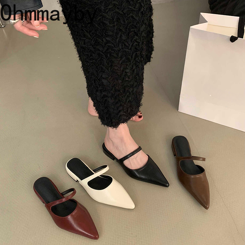 봄 여름 지적 발가락 여성 Muels 슬리퍼 패션 얕은 - Summer Clothing Accessories 리뷰 및 가격