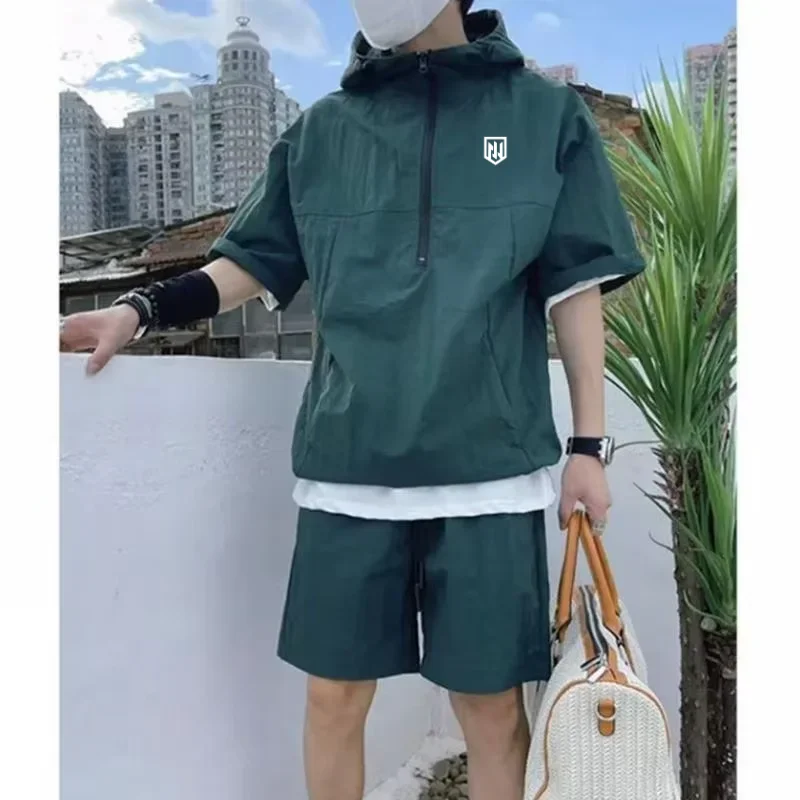 남성용 후드 지퍼가 달린 골프 반팔 탑 + 반바지 투피 - Yours Clothing Summer Jackets 리뷰 및 가격
