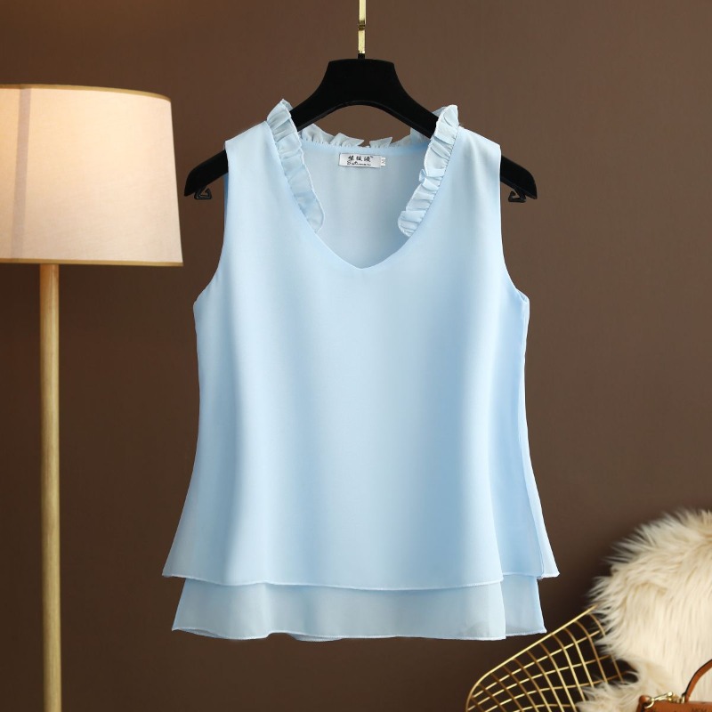 플러스 사이즈 홀터 쉬폰 탑 민소매 러플 V넥 루즈 플 - Halter Neck Top 리뷰 및 가격
