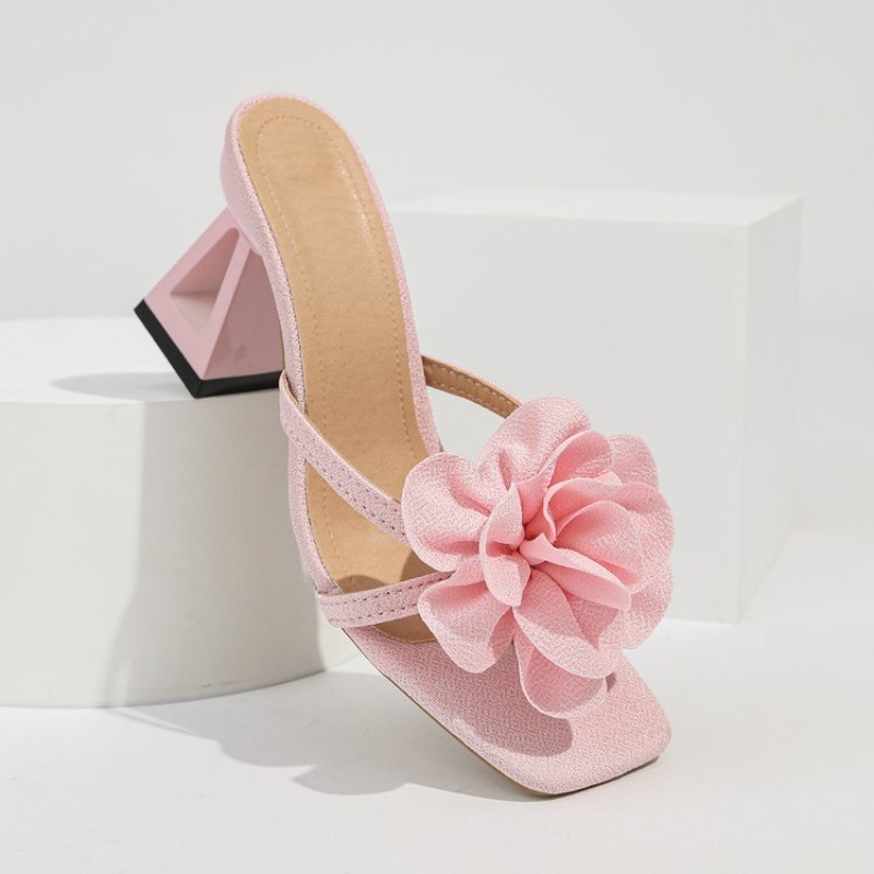 여성용 3D 꽃 장식 샌들 삼각형 컷아웃 하이힐 샌들  - Summer Clothing Accessories 리뷰 및 가격