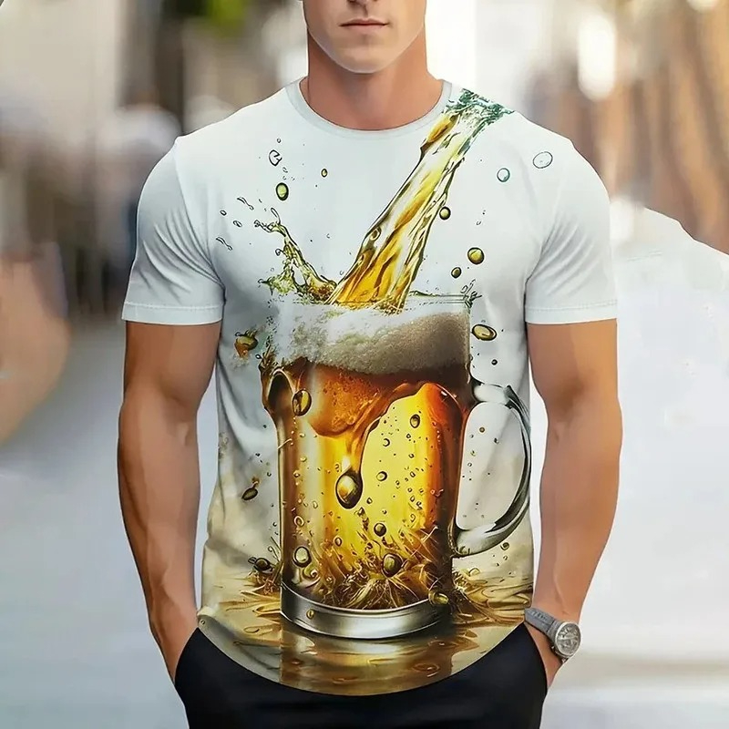 2025 남성용 티셔츠 3D 프린트 맥주 티셔츠 남성용 - Summer Clothing Men 2025 리뷰 및 가격
