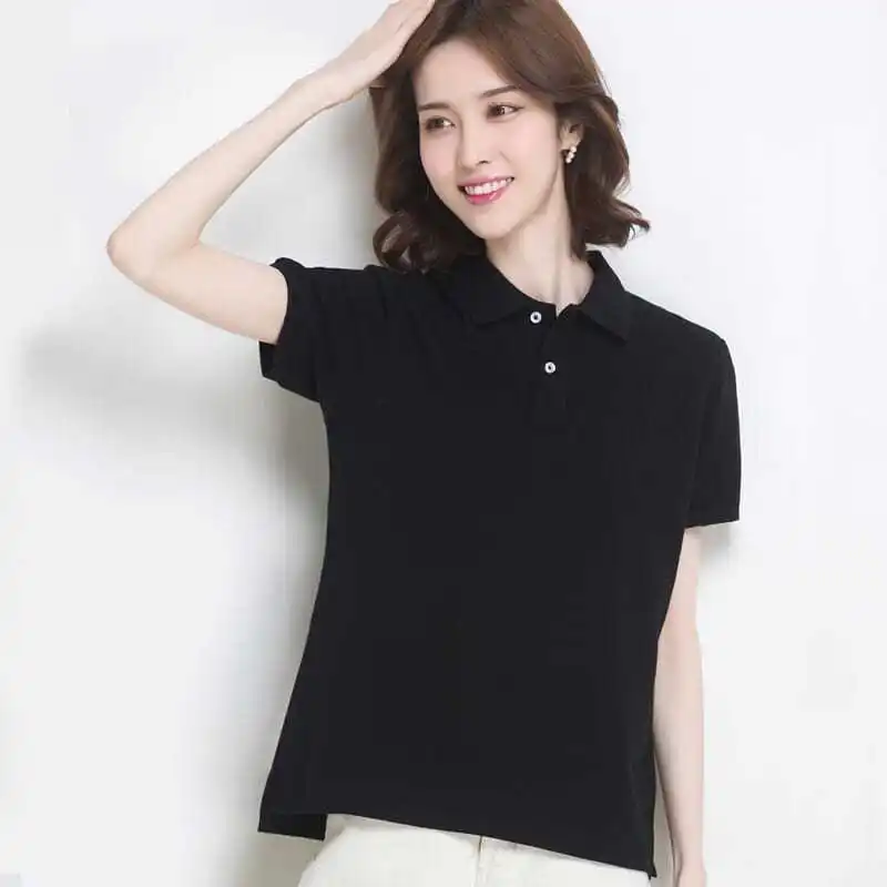 여성용 폴로넥 셔츠 무지 흰색 버튼 100 ℅   여성 - Summer Clothing Trends 2025 Women'S 리뷰 및 가격
